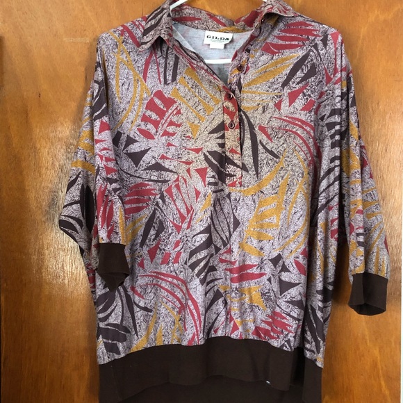 VINTAGE Gilda loose retro print polo shirt - Picture 1 of 4